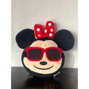 Disney Minnie Mouse Emoji Plush with Red Sunglasses Polka Dot Bow Stuffed Animal